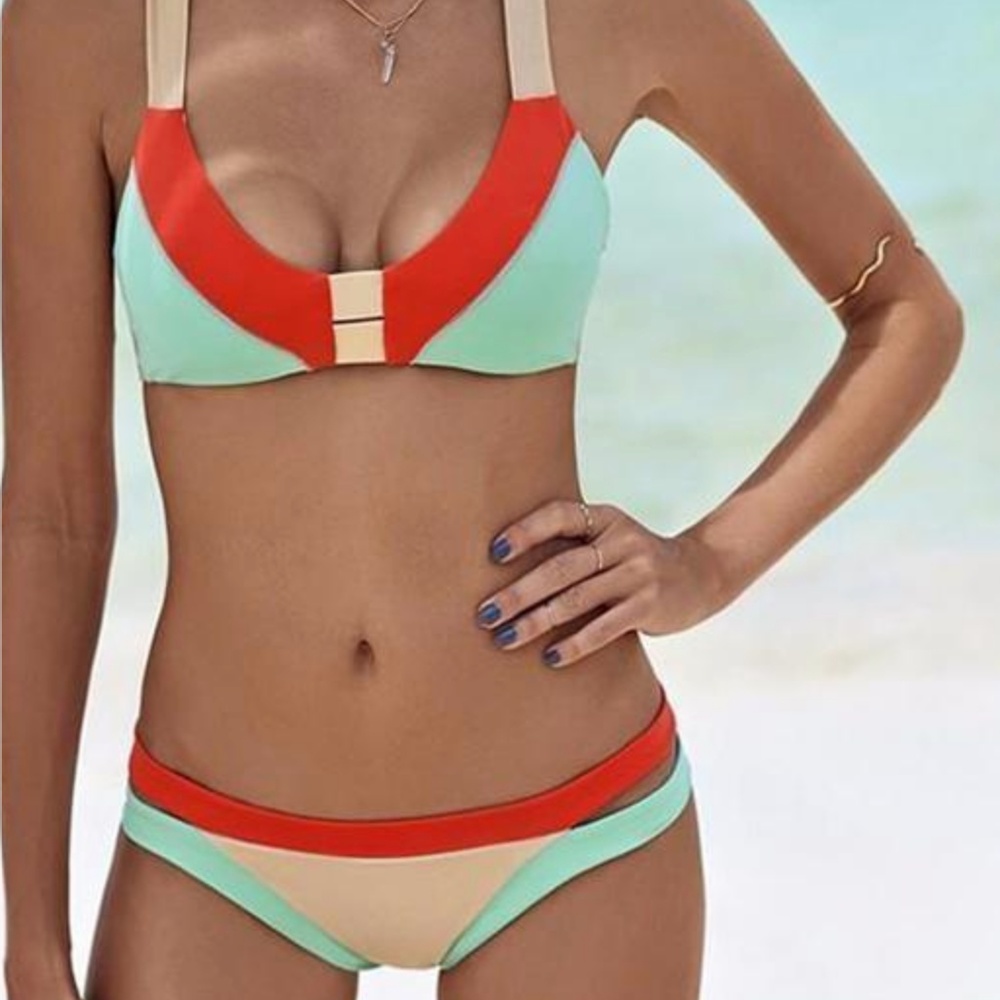 Multicolor Patchwork Bikini Small New
